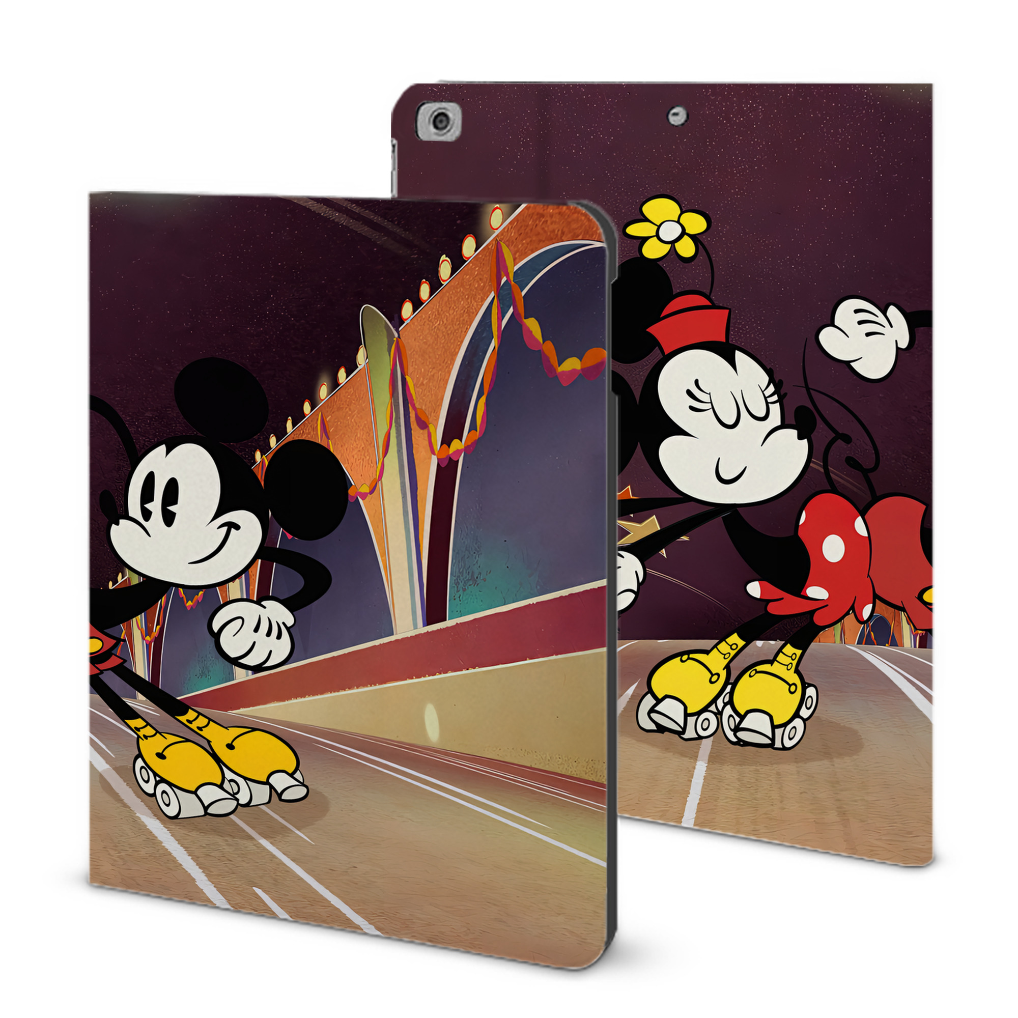 （画像用） ミッキーマウス Mickey Mouse IPad ケース ブック型 PUレザー TPU 耐衝撃 軽量 薄型 ペン収納なし 全面保護 IPad 各モデル対応